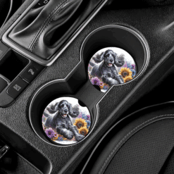 Cocker Spaniel in Flowers Ceramic Car Coaster Set - Lifestyle