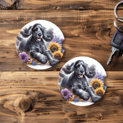 Cocker Spaniel in Flowers Ceramic Car Coaster Set - Main
