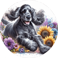 Cocker Spaniel in Flowers Ceramic Coaster - Render