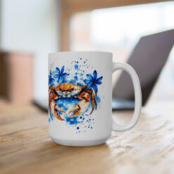 Crab Blue Floral 15oz Mug - Lifestyle