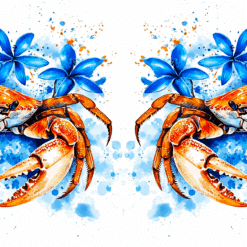 Crab Blue Floral 15oz Mug - Render