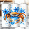 Crab Blue Floral 20oz Tumbler - Lifestyle
