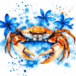 Crab Blue Floral 20oz Tumbler - Render