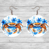 Crab Blue Floral Round Earrings - Lifestyle