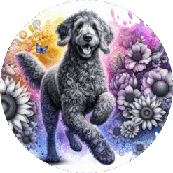 Curly-Coated Retriever in Flowers Ceramic Coaster - Render