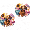 Curly-Coated Retriever in Flowers Ceramic Car Coaster Set (Copy)