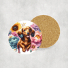 Dachshund in Flowers Ceramic Coaster - Lifestyle