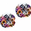 Dalmatian in Flowers Ceramic Car Coaster Set - Front