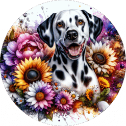 Dalmatian in Flowers Ceramic Coaster - Render