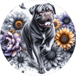 Dogue de Bordeaux in Flowers Ceramic Coaster - Render