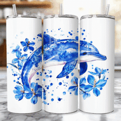 Dolphin Blue Floral 20oz Tumbler - Lifestyle