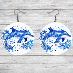 Dolphin Blue Floral Round Earrings - Lifestyle