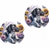 English Springer Spaniel in Flowers Ceramic Car Coaster Set - Front