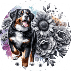 Entlebucher Mountain Dog in Flowers Ceramic Coaster - Render