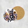 French Bulldog in Flowers Ceramic Coaster - Lifestyle