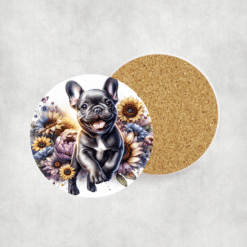 French Bulldog in Flowers Ceramic Coaster - Lifestyle