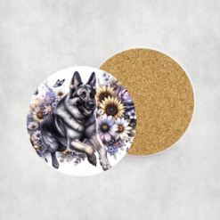 German Shepherd in Flowers Ceramic Coaster - Lifestyle