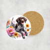 German Shorthaired Pointer in Flowers Ceramic Coaster - Lifestyle