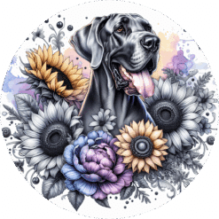 Great Dane in Flowers Ceramic Coaster - Render