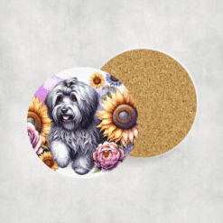 Havanese in Flowers Ceramic Coaster - Lifestyle
