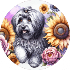 Havanese in Flowers Ceramic Coaster - Render