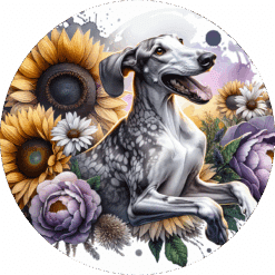 Ibizan Hound in Flowers Ceramic Coaster - Render