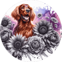 Irish Setter in Flowers Ceramic Coaster - Render