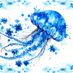 Jellyfish Blue Floral 20oz Tumbler - Render