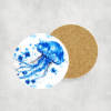 Jellyfish Blue Floral Ceramic Coaster - Lifestyle