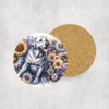 Labrador Retriever in Flowers Ceramic Coaster - Lifestyle