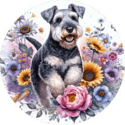 Lakeland Terrier in Flowers Ceramic Coaster - Render