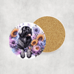 Leonberger in Flowers Ceramic Coaster - Lifestyle