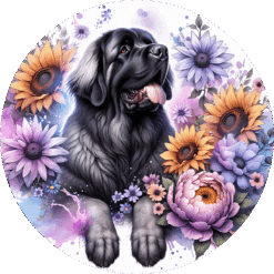 Leonberger in Flowers Ceramic Coaster - Render