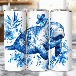 Manatee Blue Floral 20oz Tumbler - Lifestyle
