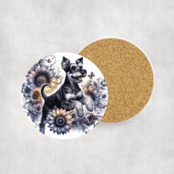 Manchester Terrier in Flowers Ceramic Coaster - Lifestyle