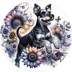 Manchester Terrier in Flowers Ceramic Coaster - Render