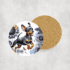 Miniature Pinscher in Flowers Ceramic Coaster - Lifestyle