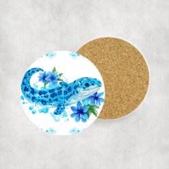 Moray Eel Blue Floral Ceramic Coaster - Lifestyle