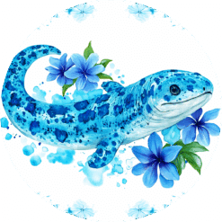 Moray Eel Blue Floral Ceramic Coaster - Render