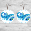 Moray Eel Blue Floral Round Earrings - Lifestyle