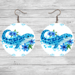 Moray Eel Blue Floral Round Earrings - Lifestyle