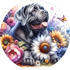 Neapolitan Mastiff in Flowers Ceramic Coaster - Render