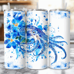 Octopus Blue Floral 20oz Tumbler - Lifestyle