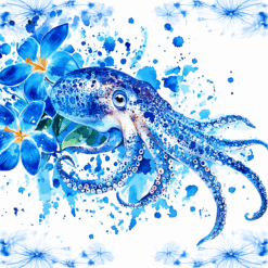 Octopus Blue Floral 20oz Tumbler - Render