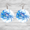 Octopus Blue Floral Round Earrings - Lifestyle