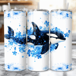 Orca Blue Floral 20oz Tumbler - Lifestyle