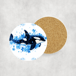 Orca Blue Floral Ceramic Coaster - Lifestyle