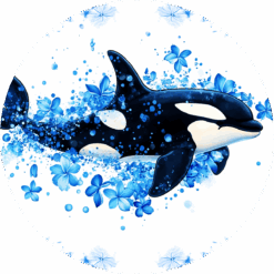 Orca Blue Floral Ceramic Coaster - Render