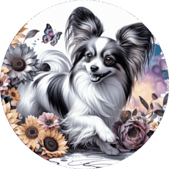Papillon in Flowers Ceramic Coaster - Render