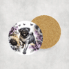 Pug in Flowers Ceramic Coaster - Lifestlye